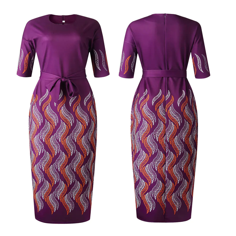 Plus Size African Print Maxi Dress with Side Slits