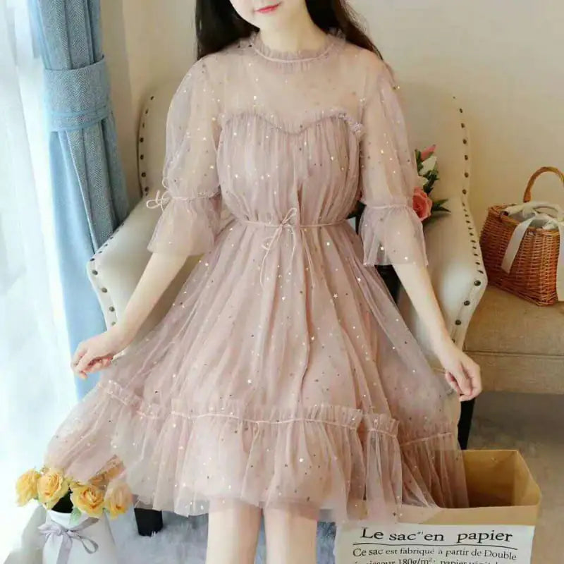Women's Fairy Dress with Spring and Summer Net Yarn Skirt