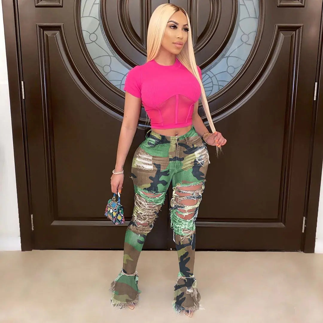 Fringed Hole Classic Jeans