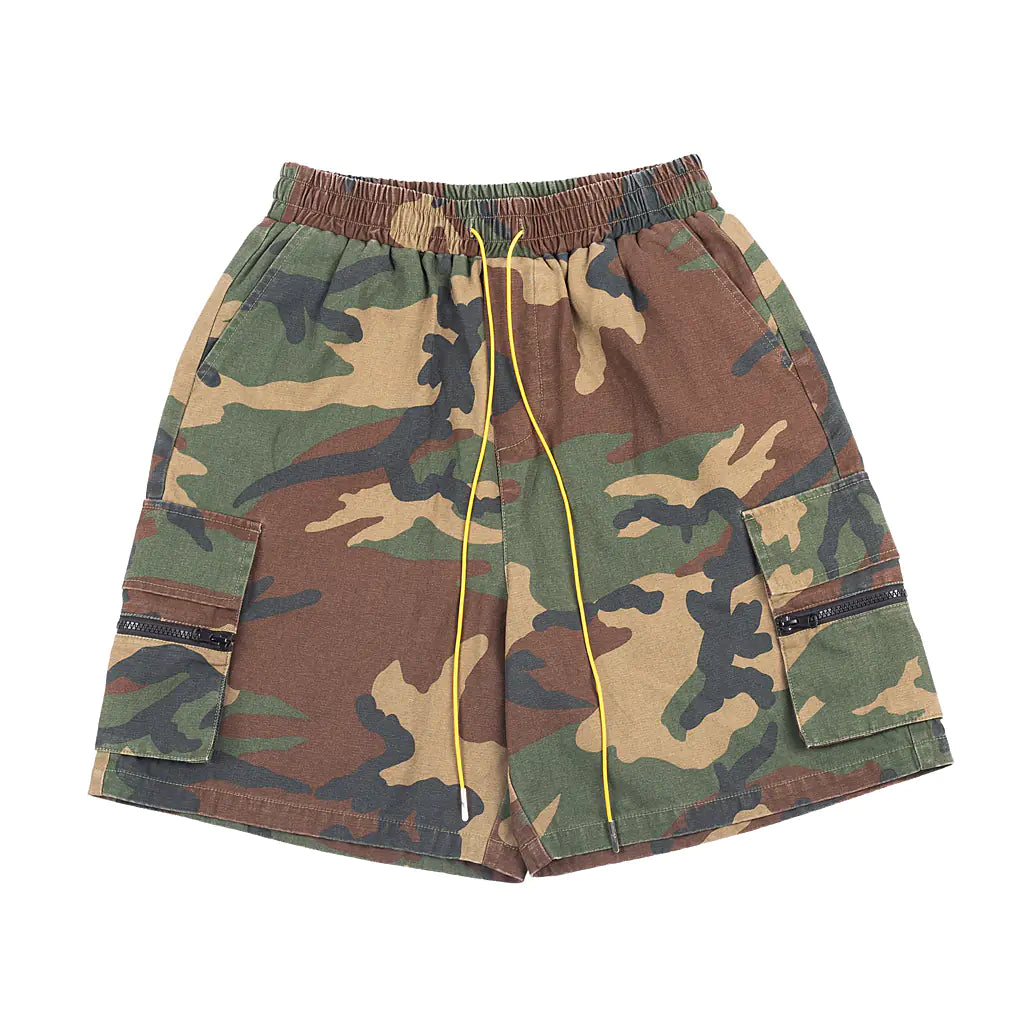 Retro Camouflage Zipper Casual Shorts for Men
