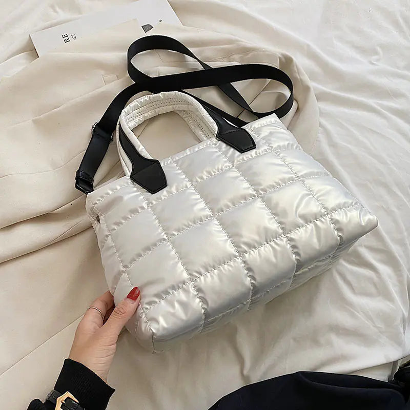 Fashionable Plaid Stitching Shoulder Bag