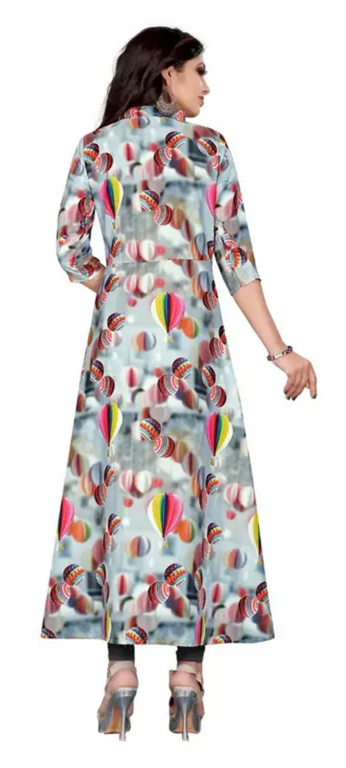 Women's Crepe Stitched Anarkali Gown (Multicolor) (Size XL)