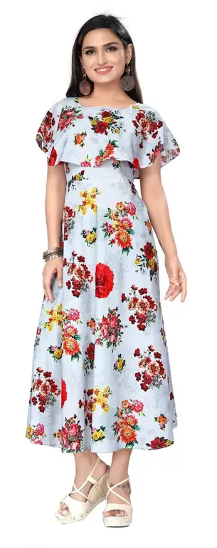 Women's Crepe Stitched Anarkali Gown (Multicolor) (Size M)